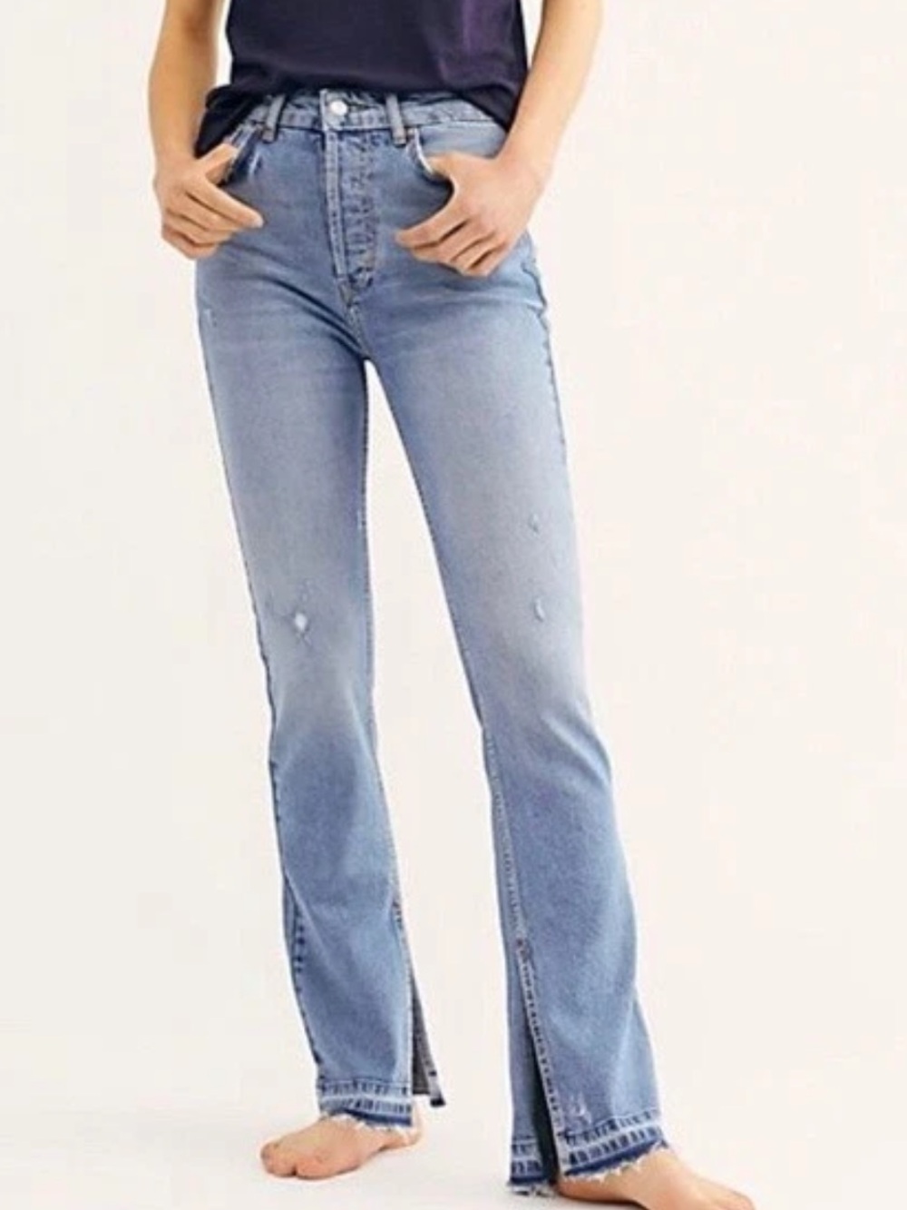 We The Free Free People Emmy Split High-Rise Hem Bootcut Jeans